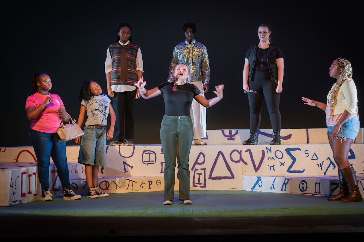Summer Scholars cast rehearsal in McComas Hall